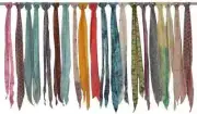 Vintage Silk Recycle Sari Sashes Head Wrap Neck Tie Scarf Whole lot of 10 Pcs
