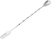 Ciieeo Cocktail Stirrer Long Professional Stainless Steel Twisted Pick Mixing Fork Bartender Tool for Mixing Stirring