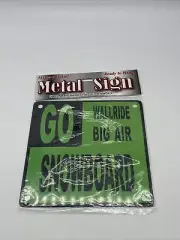 Go Snowboard, WallRide, Big Air Magnet Sign of the Times 4.5"x4.5" Green & Black