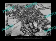 OLD POSTCARD SIZE PHOTO LAVENHAM SUFFOLK ENGLAND AERIAL VIEW OF TOWN c1950 2