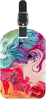 [WOSHJIUK] Luggage Tags,2 Pack Labels Suitcase Tags,Colorful Rainbow Watercolor,Luggage Tags Privacy Protection Travel Bag Tag