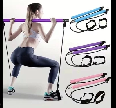 Multifunctional Resistance Bands Pilates Bar Combination Fitness Bar~New~Blue