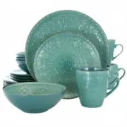 Elama Sea Foam Mozaic 16 Piece Luxurious Stoneware Dinnerware With Complete Sett
