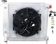 COOLINGBEST 4 Row Aluminum RADIATORS for 1985 1986 1987 1988 1989 1990 1991 1992 1993 1994 Ford Ranger Explorer Bronco II 2.8L-4.0L Radiator with Electric Fan Shroud Thermostat KIT