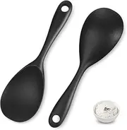 Proxima Direct Silicone Rice Spoon Paddle Set of 2, Non Stick Heat Resistant Silicone Rice Serving Spoon Rice Cooker Spoon (Black)