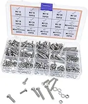 HEALLILY Nut Bolt Set 375pc Metric Assortment Kit Stainless Steel Hardware for Sealing Stability Durability