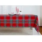 Solino Home Rectangle Linen Tablecloth for Dining Christmas Madras Holiday Plaid