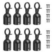 1.1"x3" Stanchion Rope End Stopper 8pcs Cord End Caps Barrier Rope End Black