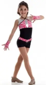 Trashin The Camp Adult Small Jazz Tap Dance Costume Unitard With Gloves