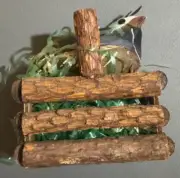Vintage Bird in Nest Christmas Ornament Feathers Realistic Basket Rustic