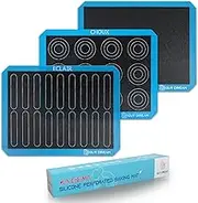 3PCs GUY DREAM Perforated Silicone Baking Mat 11-4/5" x 15-3/4" - 1 Choux Mat, 1 Eclair Mat and 1 Blank Mat for Baking - Steaming Mesh For Half Size Cooking Sheet - Non-Stick Reusable Oven Liner