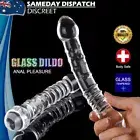 GSpot Large Crystal Glass Dildo Threaded Anal Plug Thruster with Beaded Design