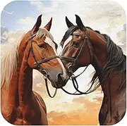 Leather Coasters for Drinks Couple Horse Coaster Set of 4 Square Drink Coasters Set Heat-Resistant Cup Mat for Tabletop Protection Absorbent Tea Cup Coasters for Home Decor