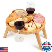 Tirrinia Portable Wine Table, Small Folding Wine Picnic Table for Outdoor Use