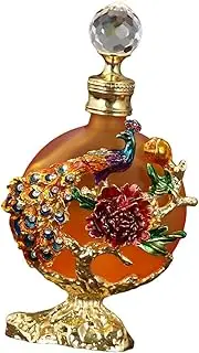 harayaa Empty Refillable Perfume Bottle Reusable Container Window Display Luxury Home Decoration Vintage Design Essential Oil Bottle, Orange