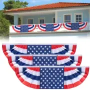 3 Pcs 5 x 1.5 Ft Long Pleated American Flag Bunting,Traditional Patriotic Ame...