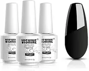 Vishine Base Top Coats Set - Matt Top Coat High Gloss No Wipe Top Coat and Base Coat 3Pcs, Soak Off UV LED Gel Nail Polish Shine Finish Long Lasting DIY Home Manicure Set - 8ml