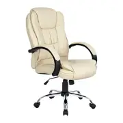 Executive PU Leather Office Desk Computer Chair - Beige/White/Black