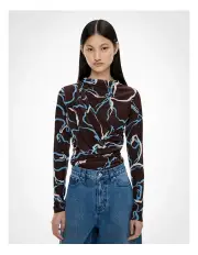 [Witchery] Panel Detail Mesh Top in Espresso Print