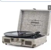 Ammoon Vinyl 3 Speed Turntable Record Player Suitcase + Bluetooth speakers DA206