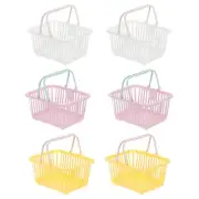 6PCS Mini Shopping Baskets with Handles Small Tiny Baskets, White Purple Yellow