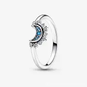 Veile Studios Sterling Silver Rising Sun Ring Shining Blue Moon Combination Two In One Rings
