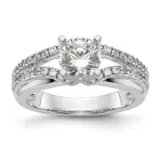 0.44ct. CZ Solid Real 14K White Gold Peg Set Engagement Ring