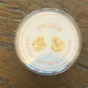Alex and Ani Gold Anchor Stud Earrings NEW