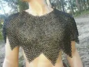 Medieval Knight Chainmail Armor Aventail Flat Riveted Zigzag Design Reenactment