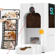 Automatic Cat Feeder with Camera 5L Smart Pet Feeder with Laser Teaser