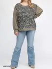 Gigio leopard and ditsy mixed print dolman top Olive