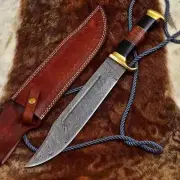 Crocodile Dundee Damascus Steel Bowie Knife Custom Handmade Fuller Bowie Knife