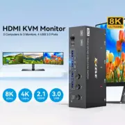 Dual Monitor KVM Switch USB 3.0 HDMI KVM Switch 3 Monitors 3 Computers 4K@144Hz