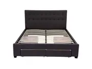 Double Maria Fabric Bed Frame Base with Storage Drawer-Charcoal