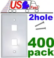 Lot400pk Keystone flush Wall face Plate 2/Two/Dual mount Hole/Jack/Port{WHITE