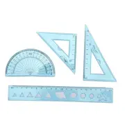 4 Pieces Math Geometry Tool Set Kids Transparent Angle Length Measuring Tools