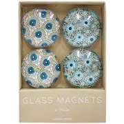 4pc LVD Calico Large Glass 13.5cm Fridge Magnet/Magnetic Decorative Round Set
