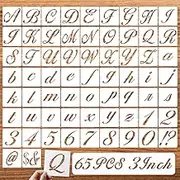 DZXCYZ 3 Inch Letter Symbol Stencils for Painting on Wood, 65 Pcs Alphabet Drawing Templates with Calligraphy Large Font and Cursive Letters Numbers Signs, Reusable Plastic Art Craft Stencils