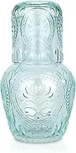 Curator Home Vintage Bedside Water Carafe and Glass Set - 750ml Capacity - Elegant Glass Pitcher for Water, Juice, or Wine - Stylish Home Decor for Kitchen or Dining Room (Light Blue)