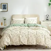 Floral Duvet Cover Queen, 100% Brushed Microfiber 3 Pieces Queen Floral Bedding Sets, Reversible Floral Chic Garden Style Floral Pattern Queen Duvet Cover Floral with Zipper Closure (Floral, Queen)