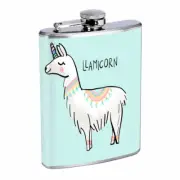 Llamas D1 Flask 8oz Stainless Steel Hip Drinking Whiskey