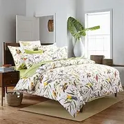 USTIDE Colorful 800 Thread Count Cotton Duvet Cover Sets Rustic Flowers Birds Bedding Sets Luxurious Egyptian Fabric Quilt Cover Sets for All Seasons,Super King(1Duvet Cover&2 Pillowcases)