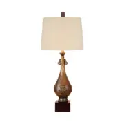 Oriental Bronze Brass Cast Vase Table Lamp 24"