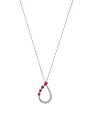 Bloomingdale's Fine Collection Ruby & Diamond Pear Shaped Pendant Necklace in 14K White Gold