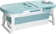 Weisshorn Foldable Bathtub Portable Folding Water Spa with Cover Plate 136x62cm
