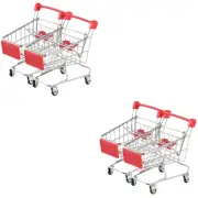 2 Pieces Mini Shopping Cart Folding Trolleys Excavator Toys for Boys Carts