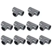 25/32" 3 Way Tee Pipe Fittings UPVC, 10 Pack Joint Coupling Pipe Adapter, Gray