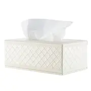 Greta Cream Leatherette Tissue Box Cover Rectangle