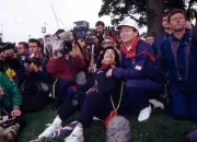 Tom Watson United States Team his wife Linda following the final h- Old Photo