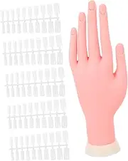 Beaupretty 1 Set Flexible Nail Art Training Hand Model Reusable Fake Hand for Manicure Practice Easy to Clean Portable with Nail Tips